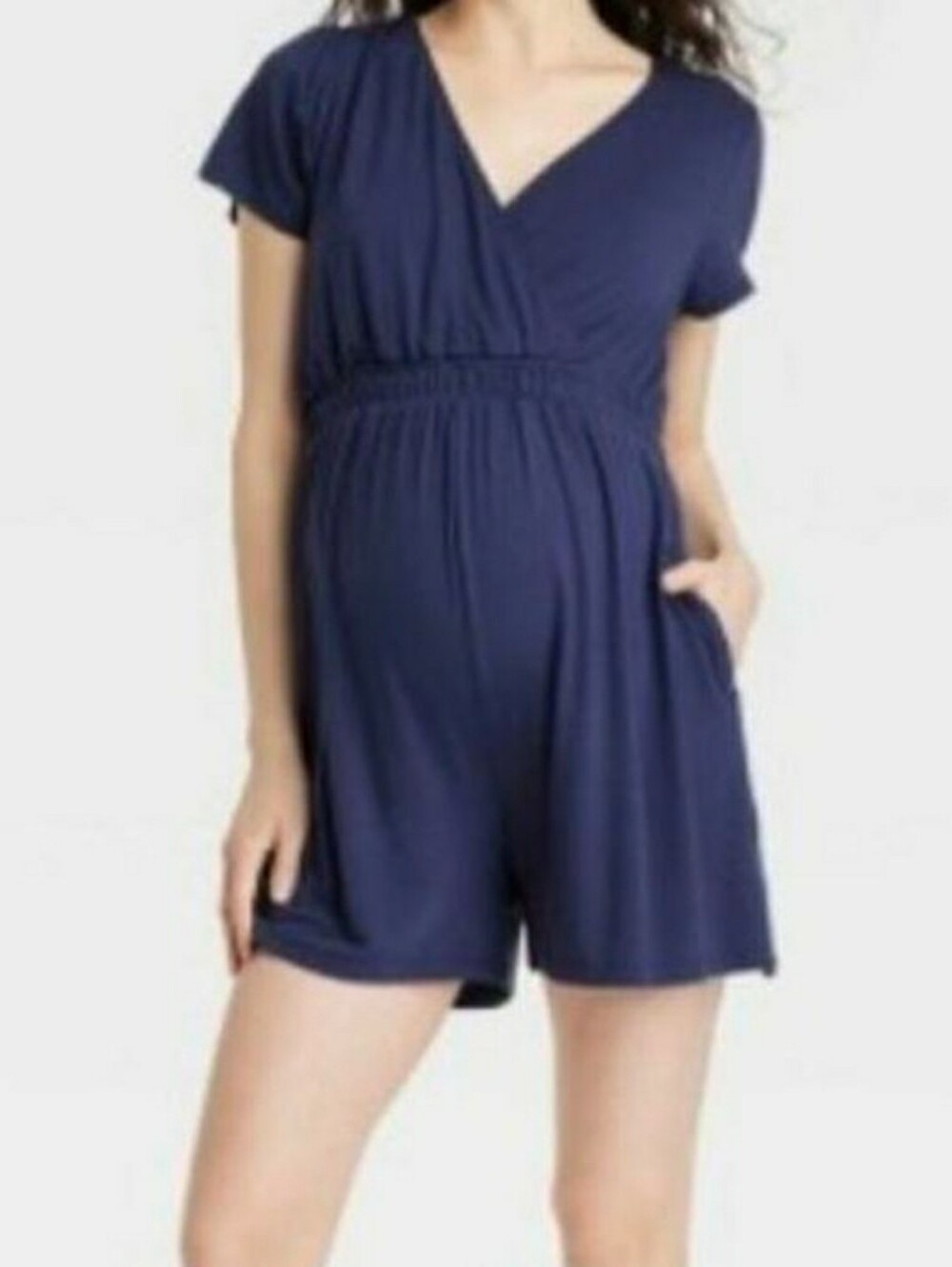 Isabel Maternity by Ingrid & Isabel Navy Blue Maternity Romper With Pockets